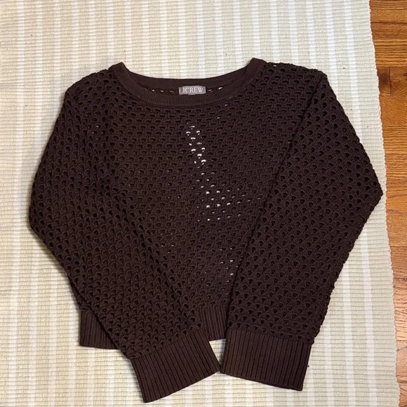 J. Crew Women's Chocolate Crochet Sweater - Picture 2 of 4